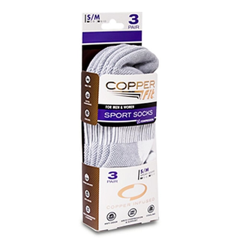 Copper Fit Compression Ankle Socks 3 Pair Unisex